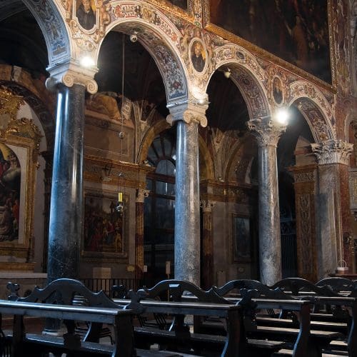 Interior St. Pietro Basilica. Perugia. Umbria.